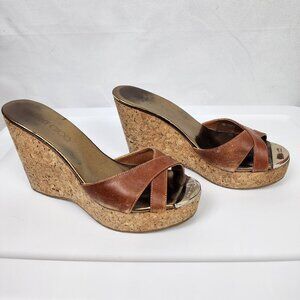 Jimmy Choo Leather Cork Wedges 38.5
